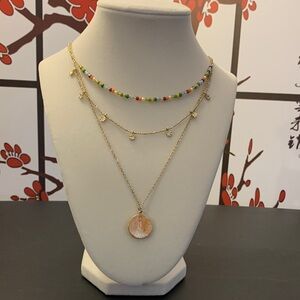 Torrid Gold Necklace with Multicolor Beads and Pendant